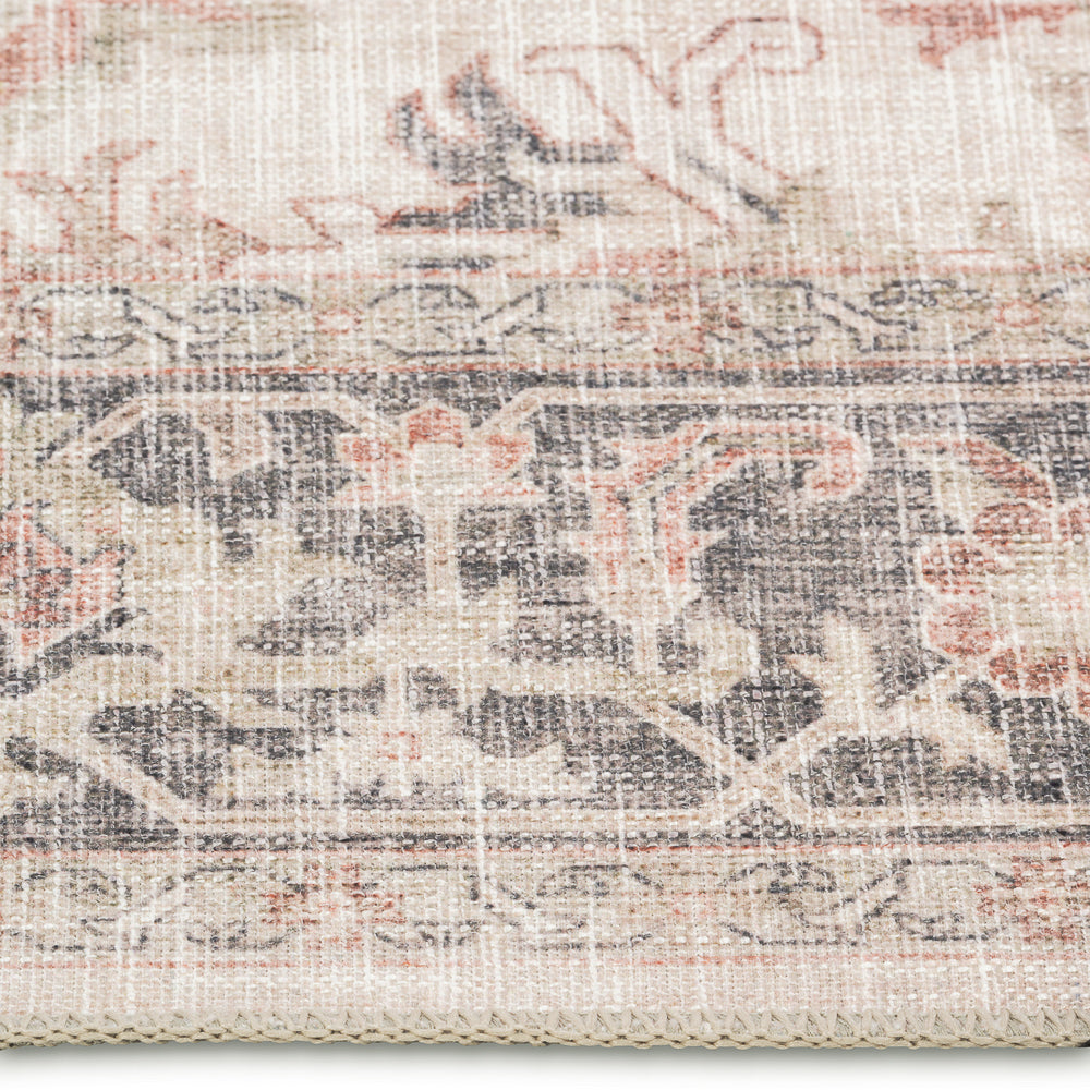 Distressed Medallion Multi/Burgundy Washable Rug