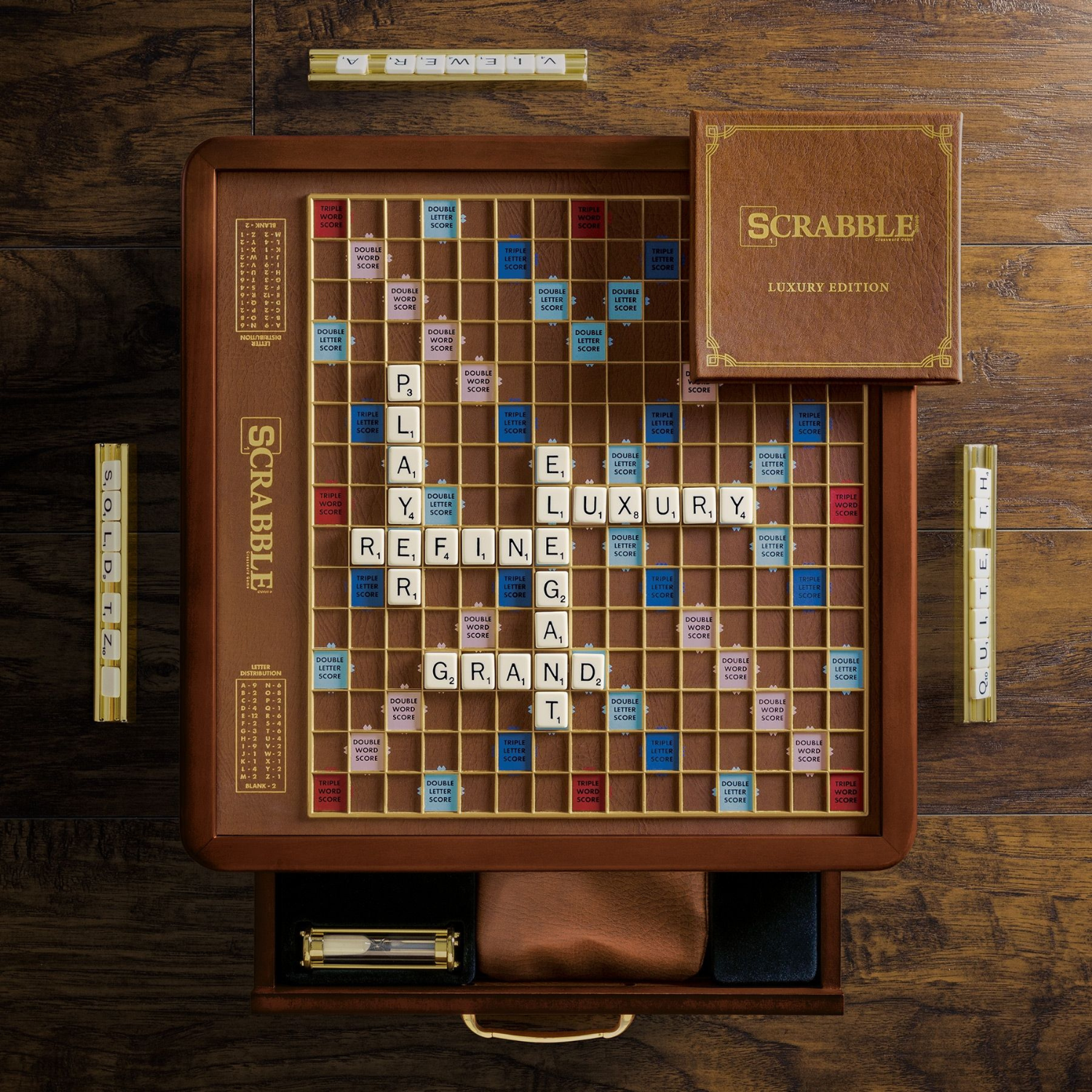 Scrabble Deluxe Wood Cabinet Game Board