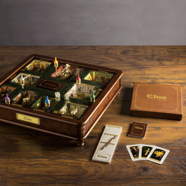 Clue 3D Wood Cabinet w/ Faux Leather Game Board