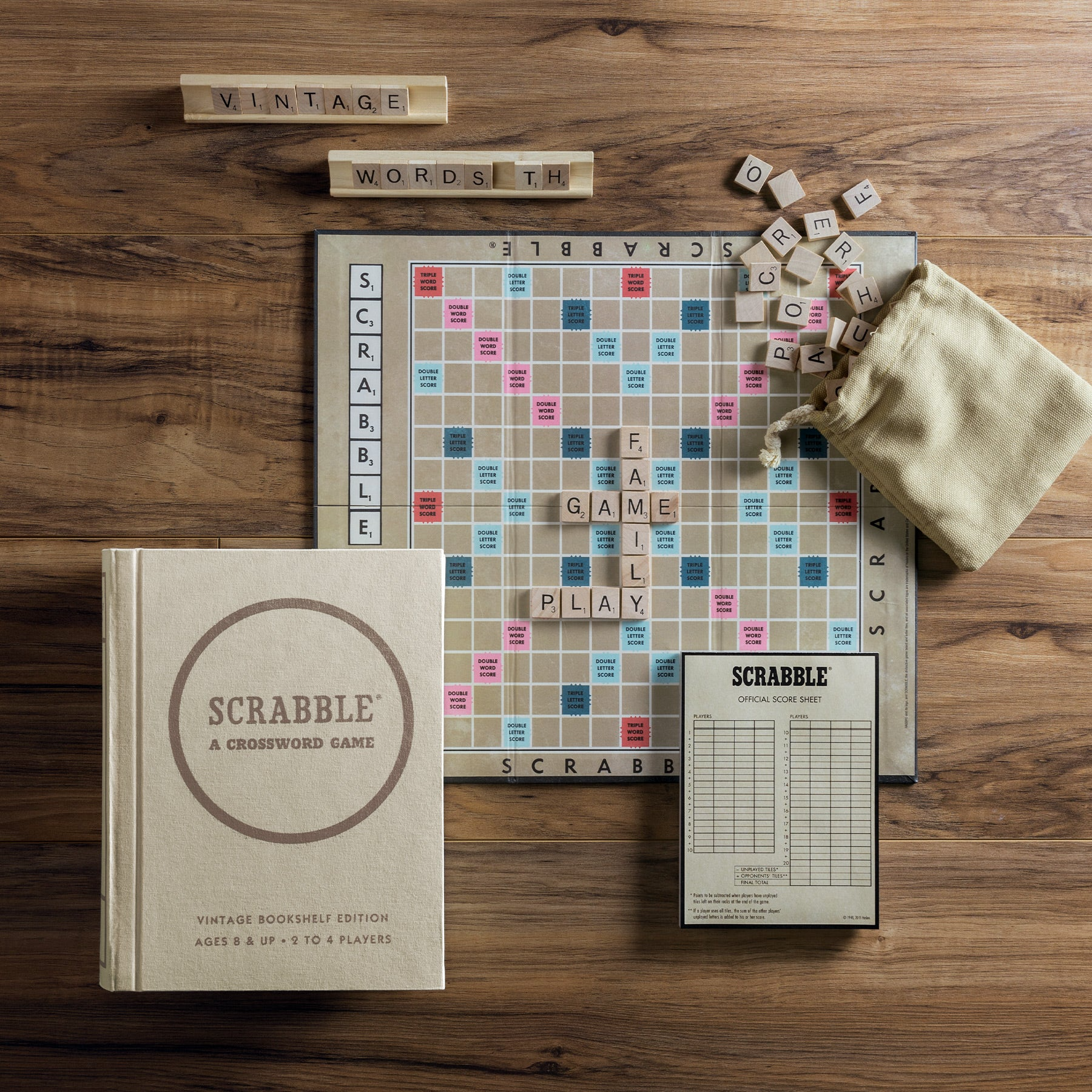 Vintage Bookshelf Board Games (Set of 4) - Battleship, Monopoly, Scrabble, Sorry!