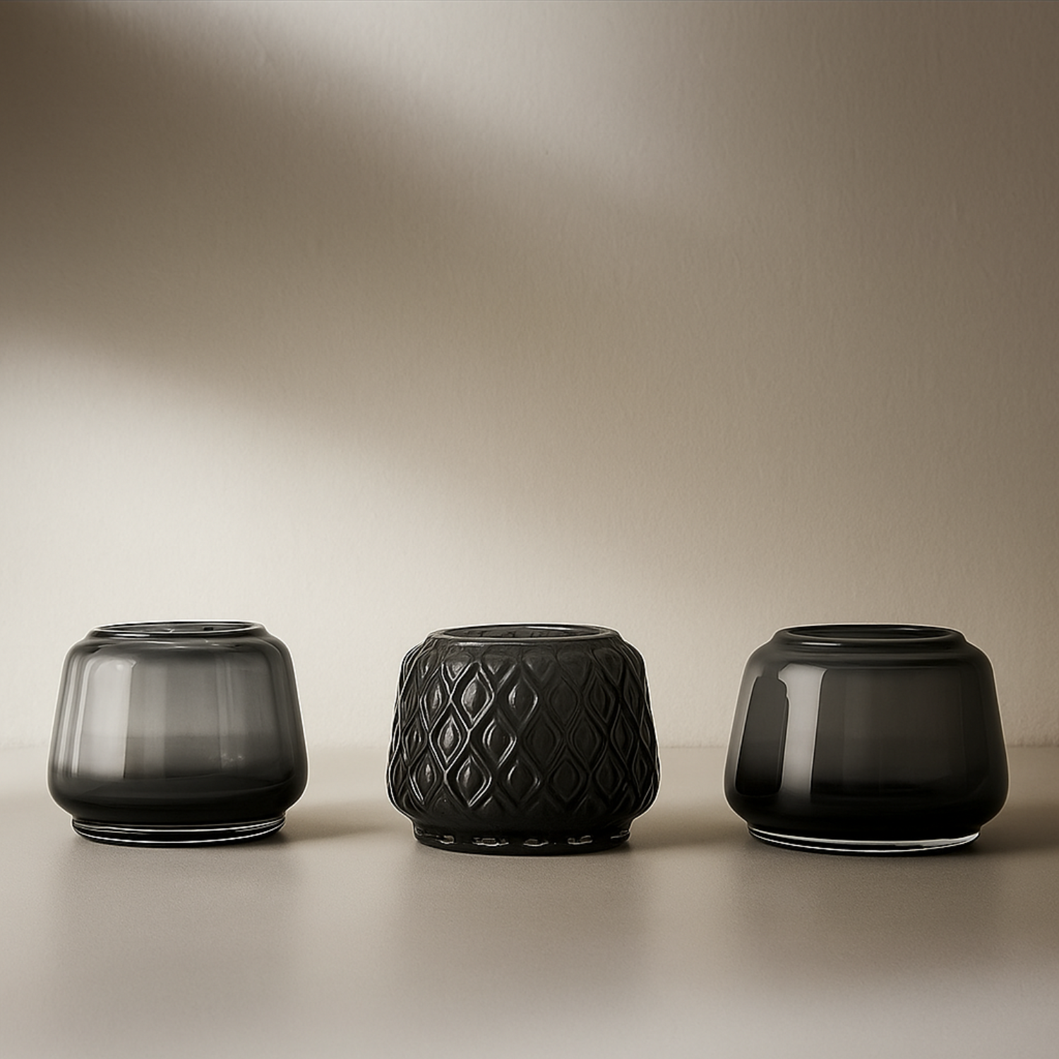 Harmony Smokey Glass Tealight (Set of 3)