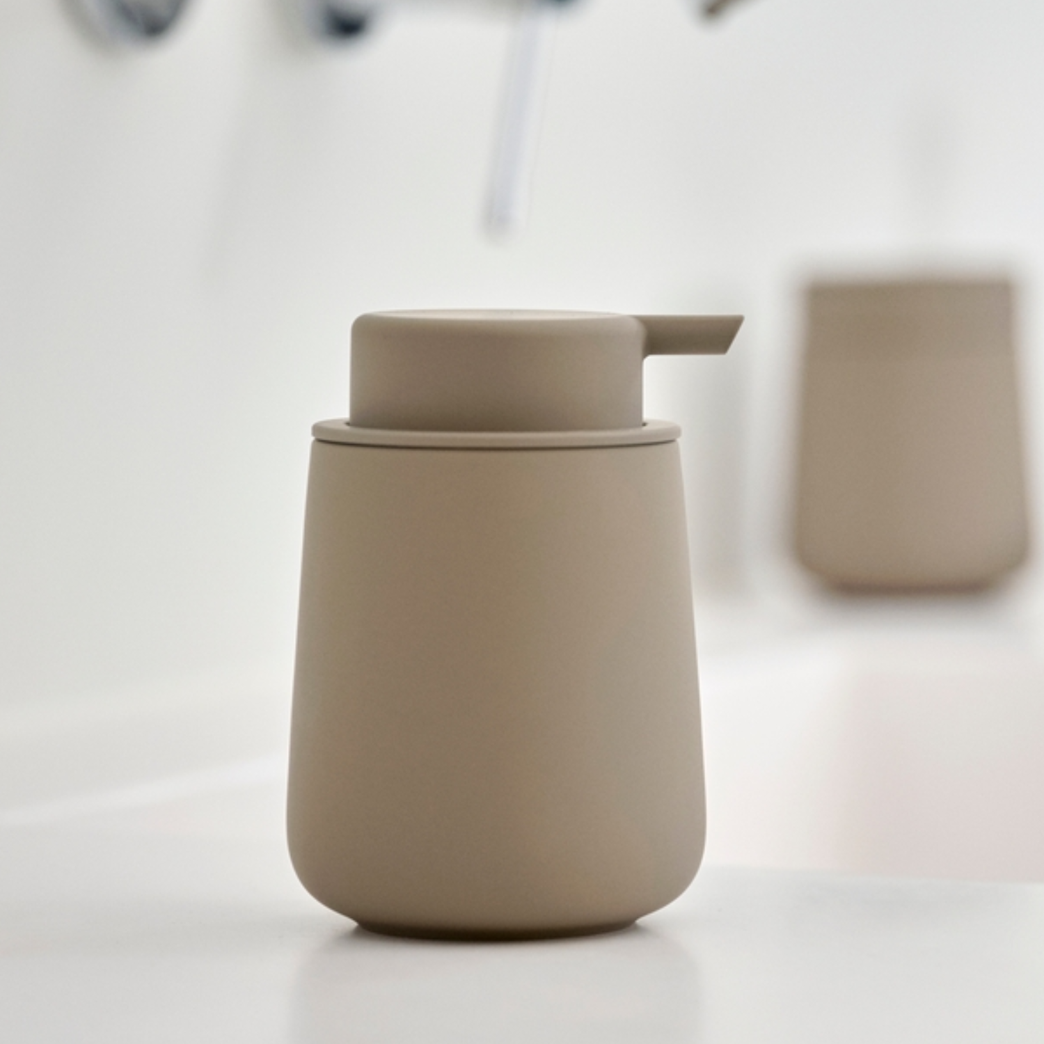 Oresund Soft-Touch Stoneware Soap Dispenser - Taupe