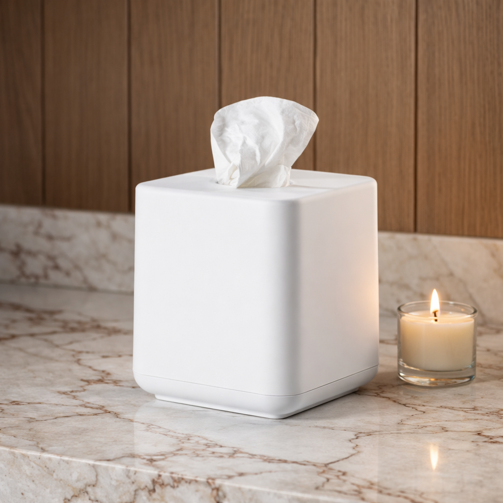 Ribe Square Tissue Box - White
