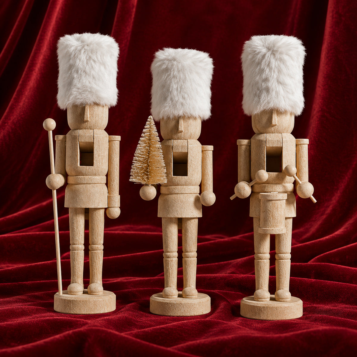 Nordic Fur Resin Nutcracker Figurine (Set of 3)