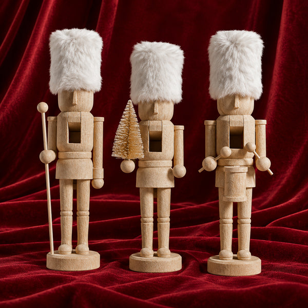 Nordic Fur Resin Nutcracker Figurine (Set of 3)
