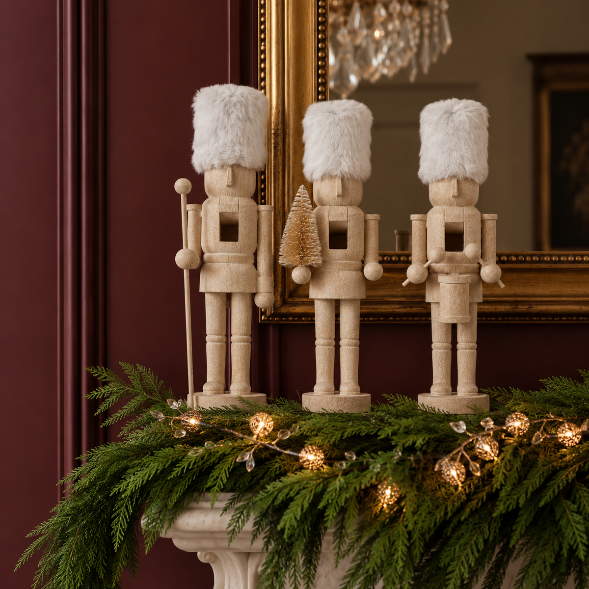 Nordic Fur Resin Nutcracker Figurine (Set of 3)