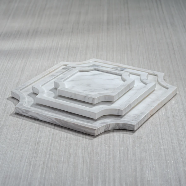 Elise White/Grey Marble Tray