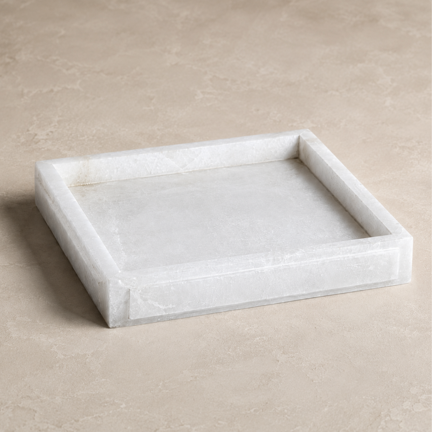 Square White Alabaster Tray