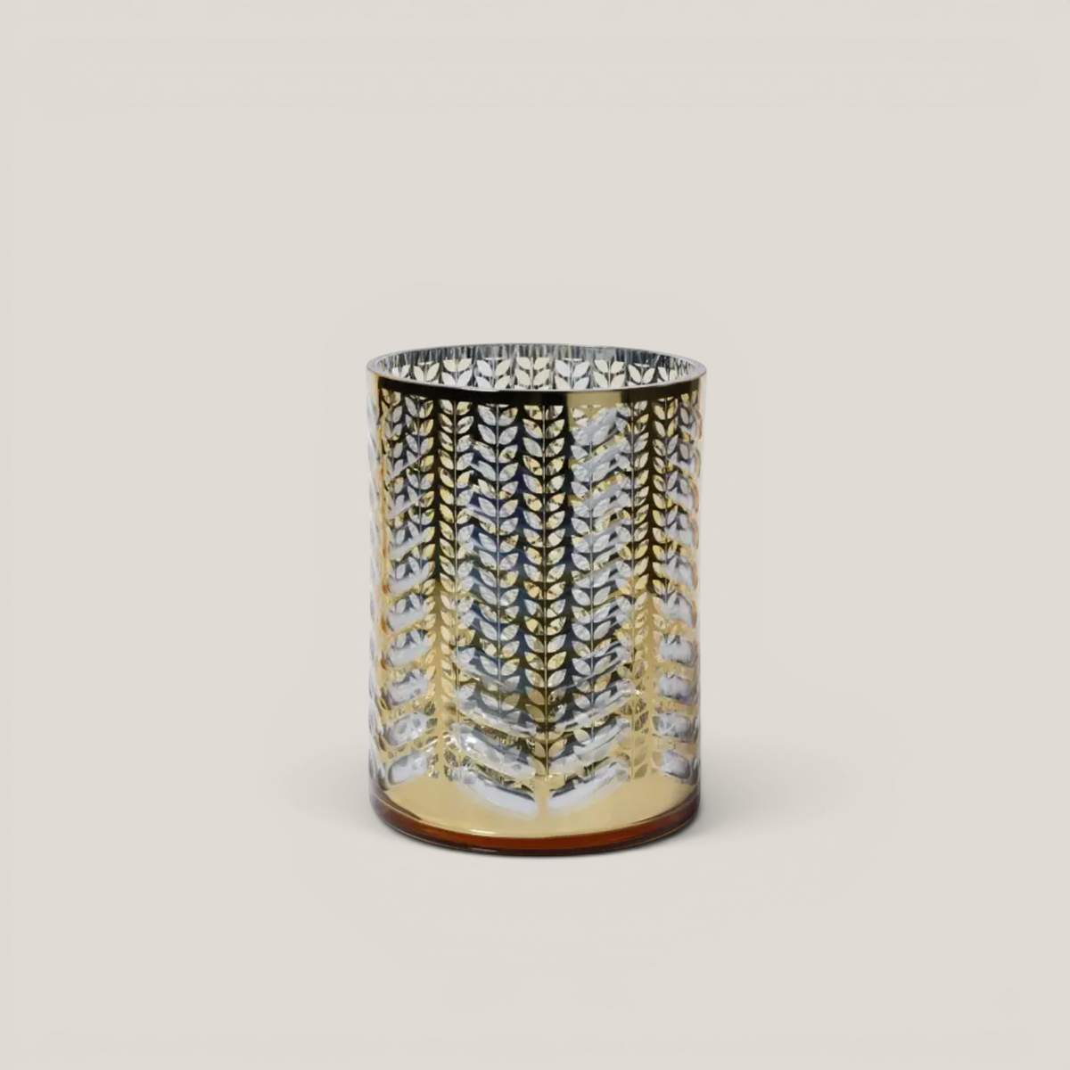Etched Hurricane Gold Candle Holder