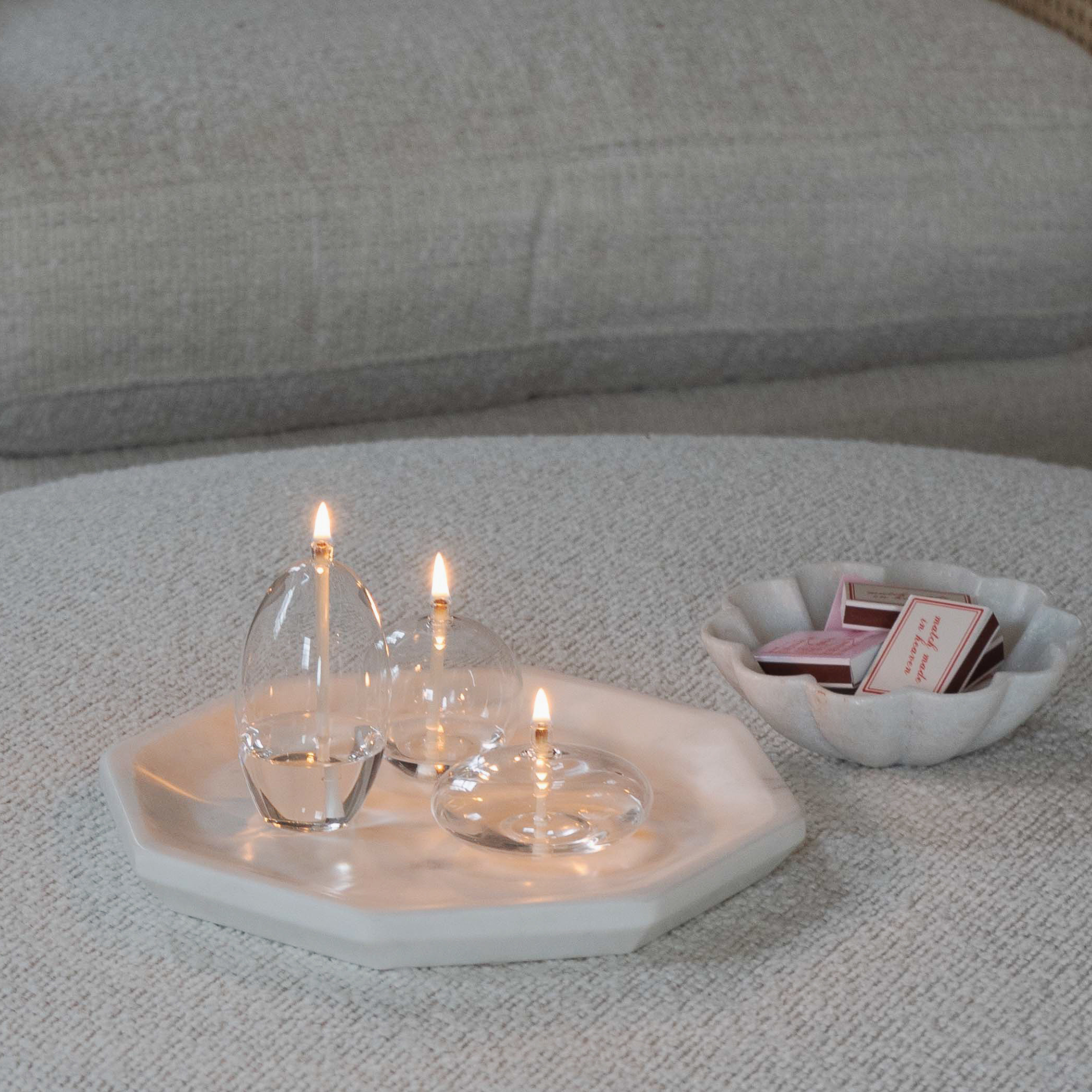 Hexagon Marble Candle Tray