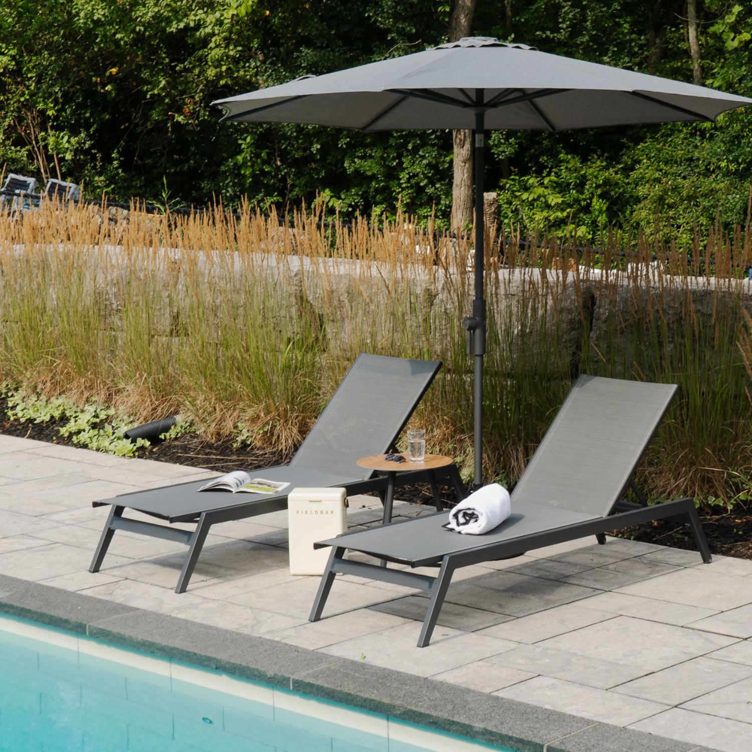 Hudson Slope Charcoal Chaise