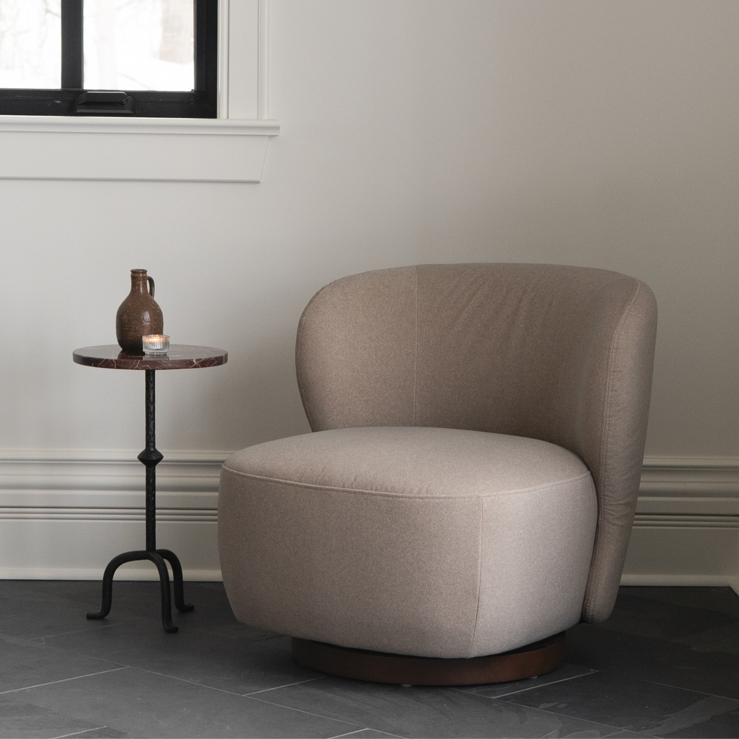 Hygge Swivel Lounge Chair - Sand Matte Velvet