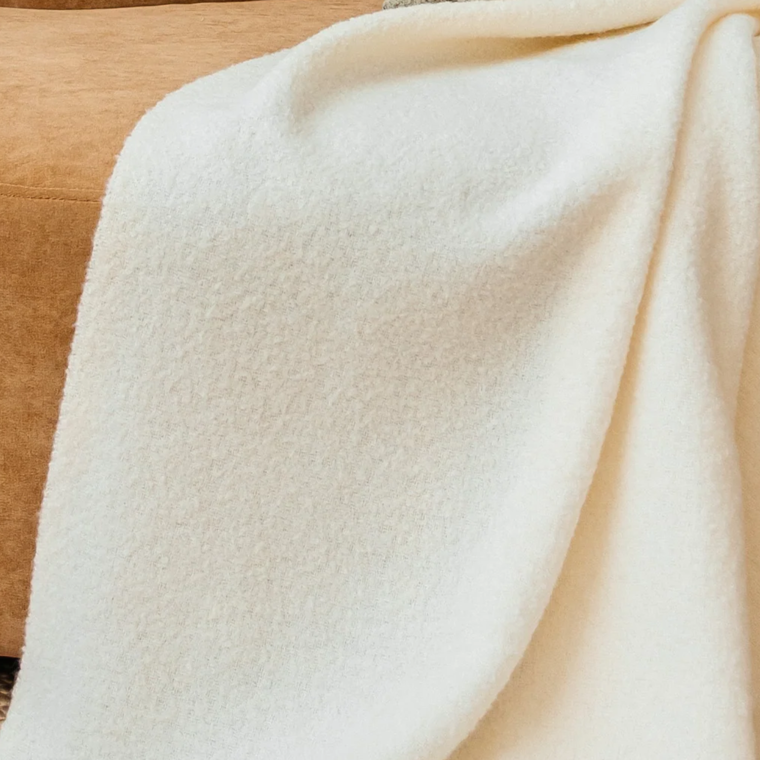 Ivory Boucle Wool Throw