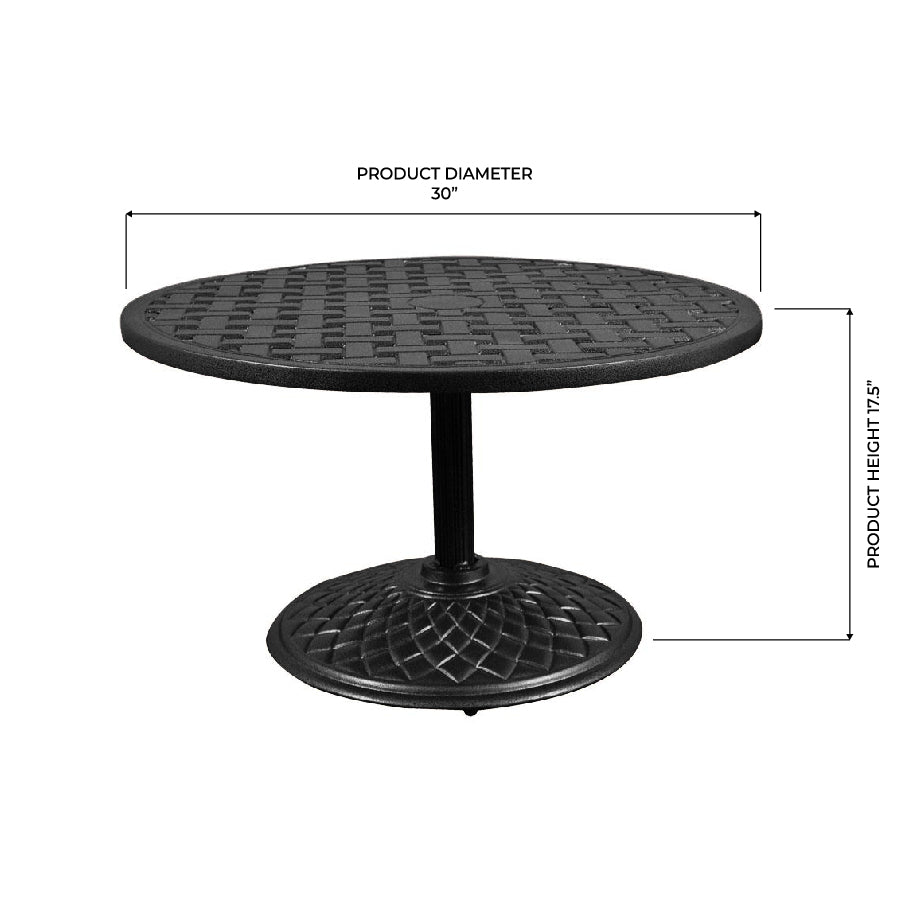 Basketweave Round Outdoor Cocktail Table with Umbrella Hole