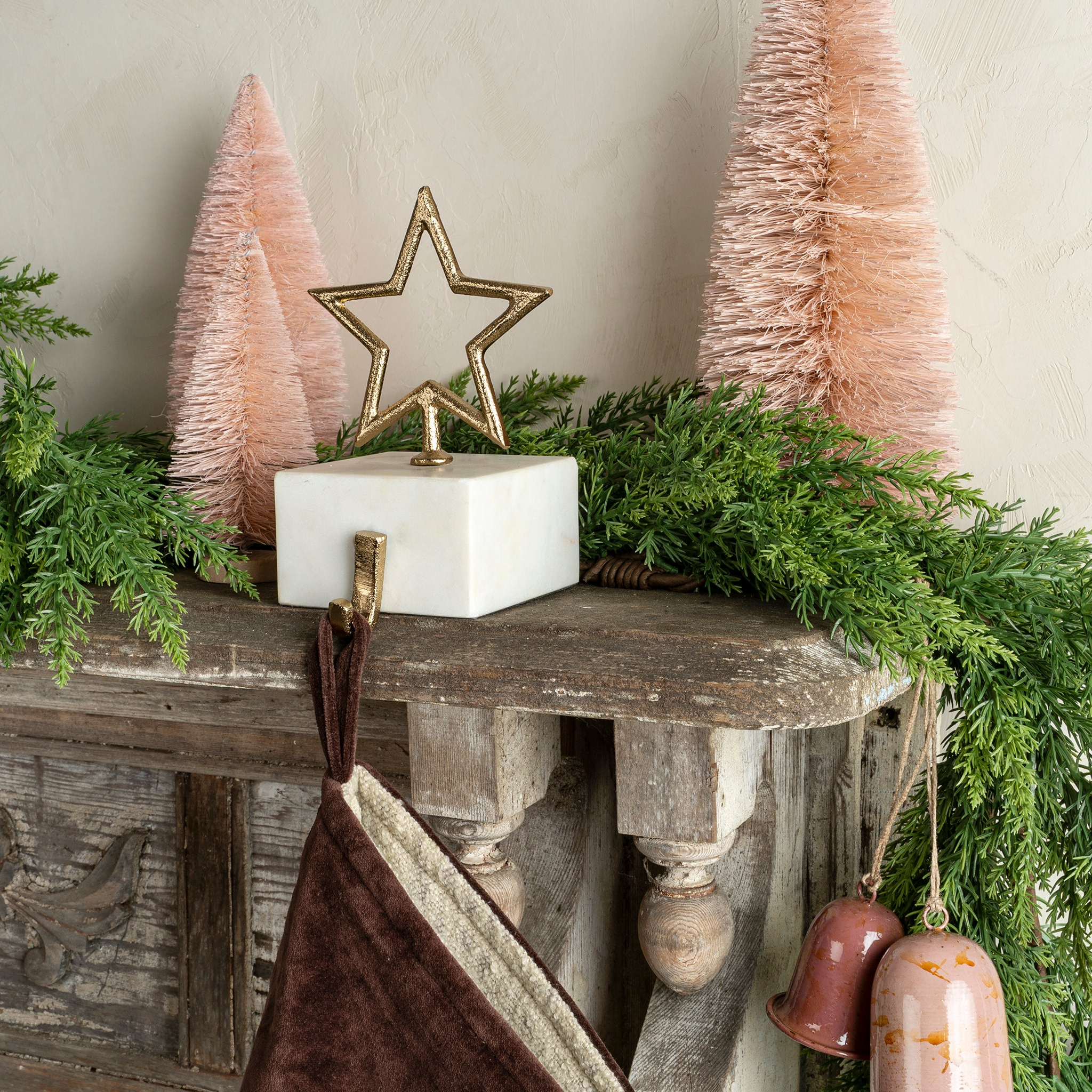 Glimmering Gold Marble Stocking Holders