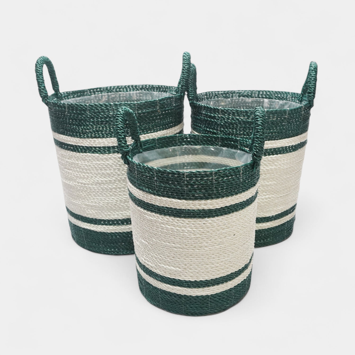 Maritime Storage Basket w/ Handles - Green/White