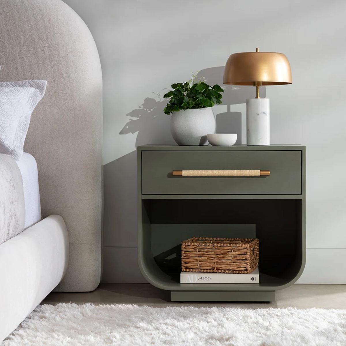 Mode Wood Nightstand - Sage Green