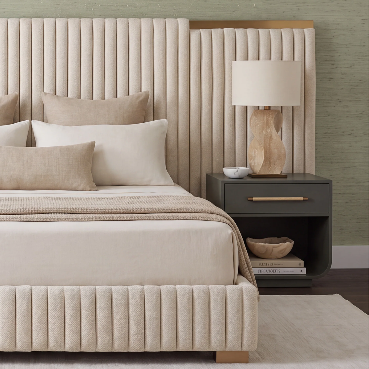 Mode Wood Nightstand - Sage Green