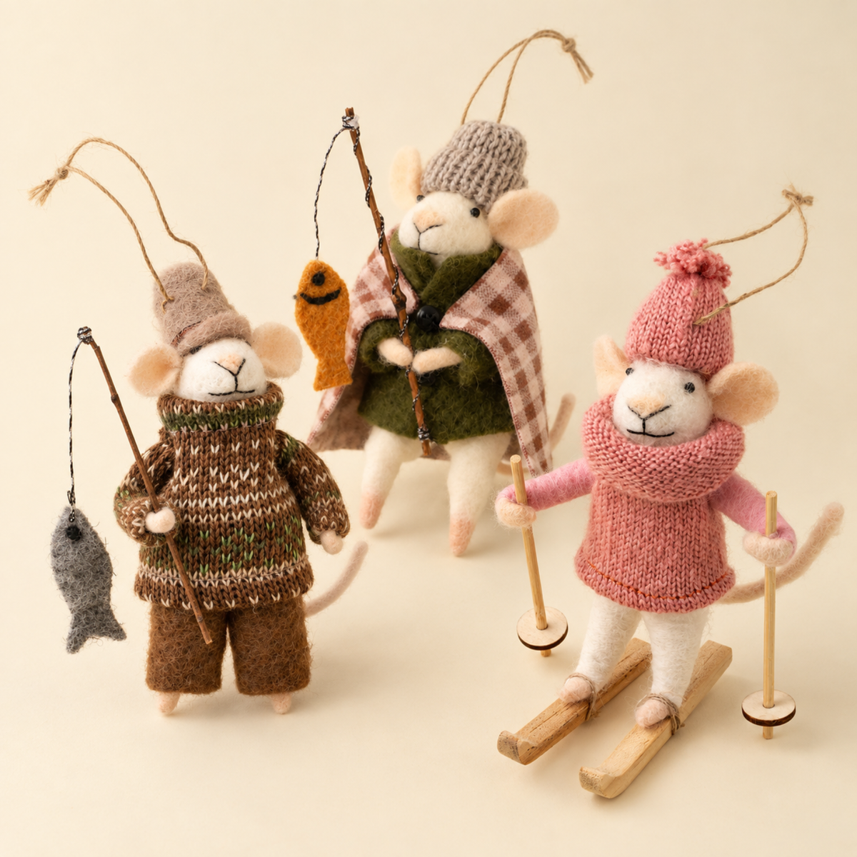 The Mousey Outdoors Holiday Ornaments (Set of 3)