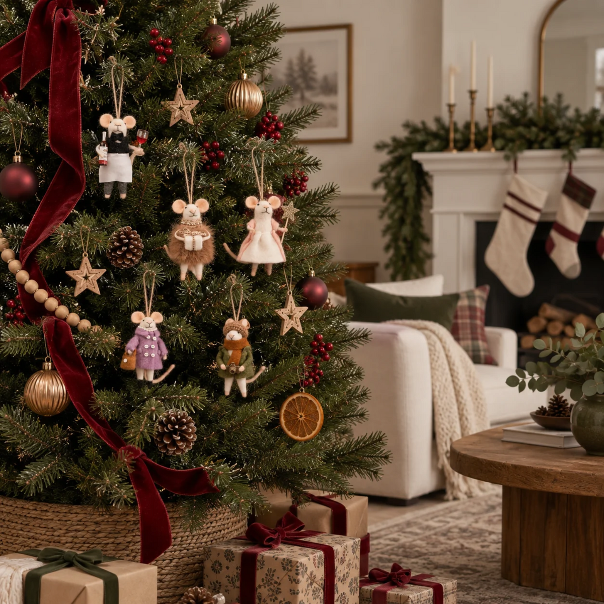 Very Merry Mouse Party Holiday Ornaments (Set of 5)