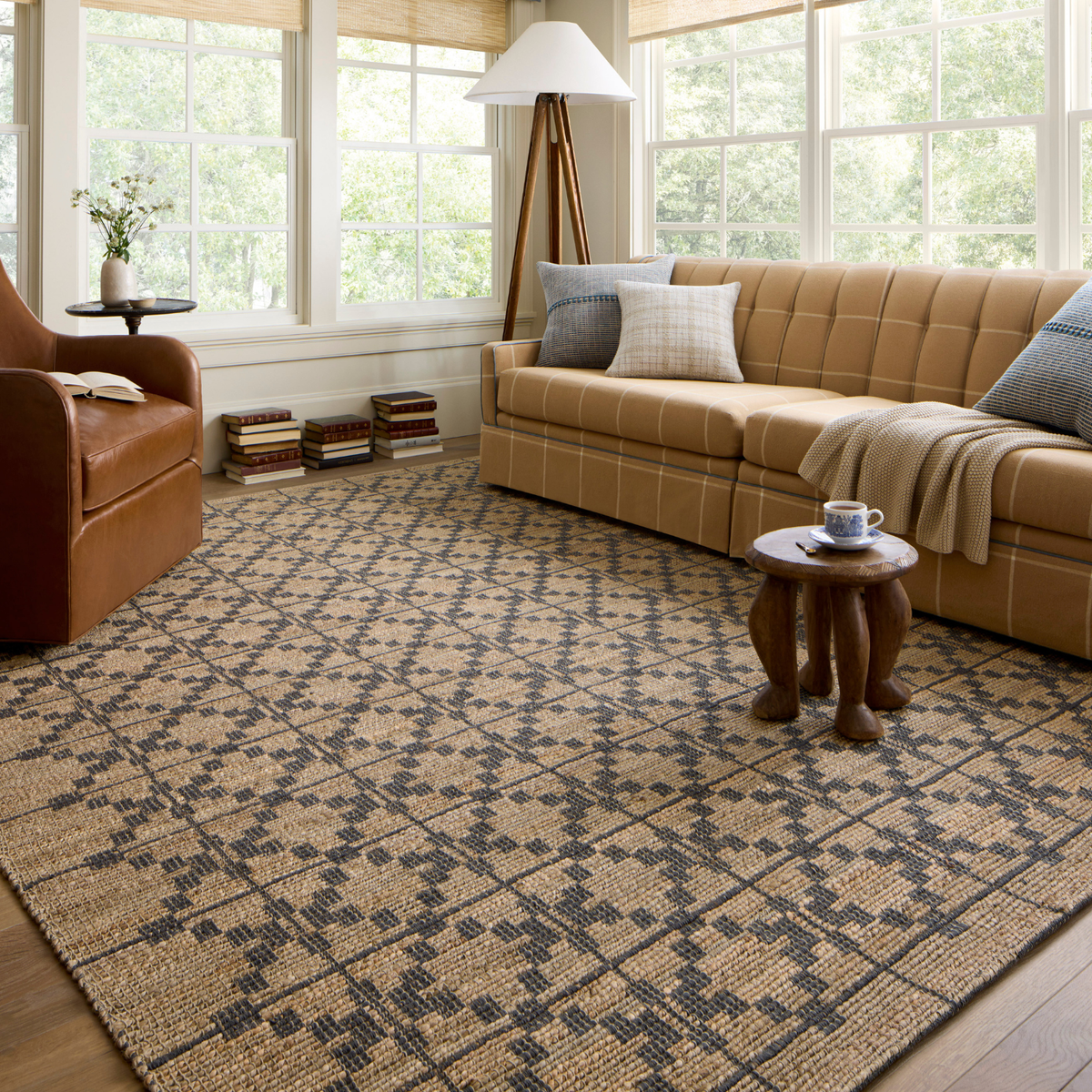 Chris Loves Julia x Loloi Judy Natural/ Graphite Jute Rug