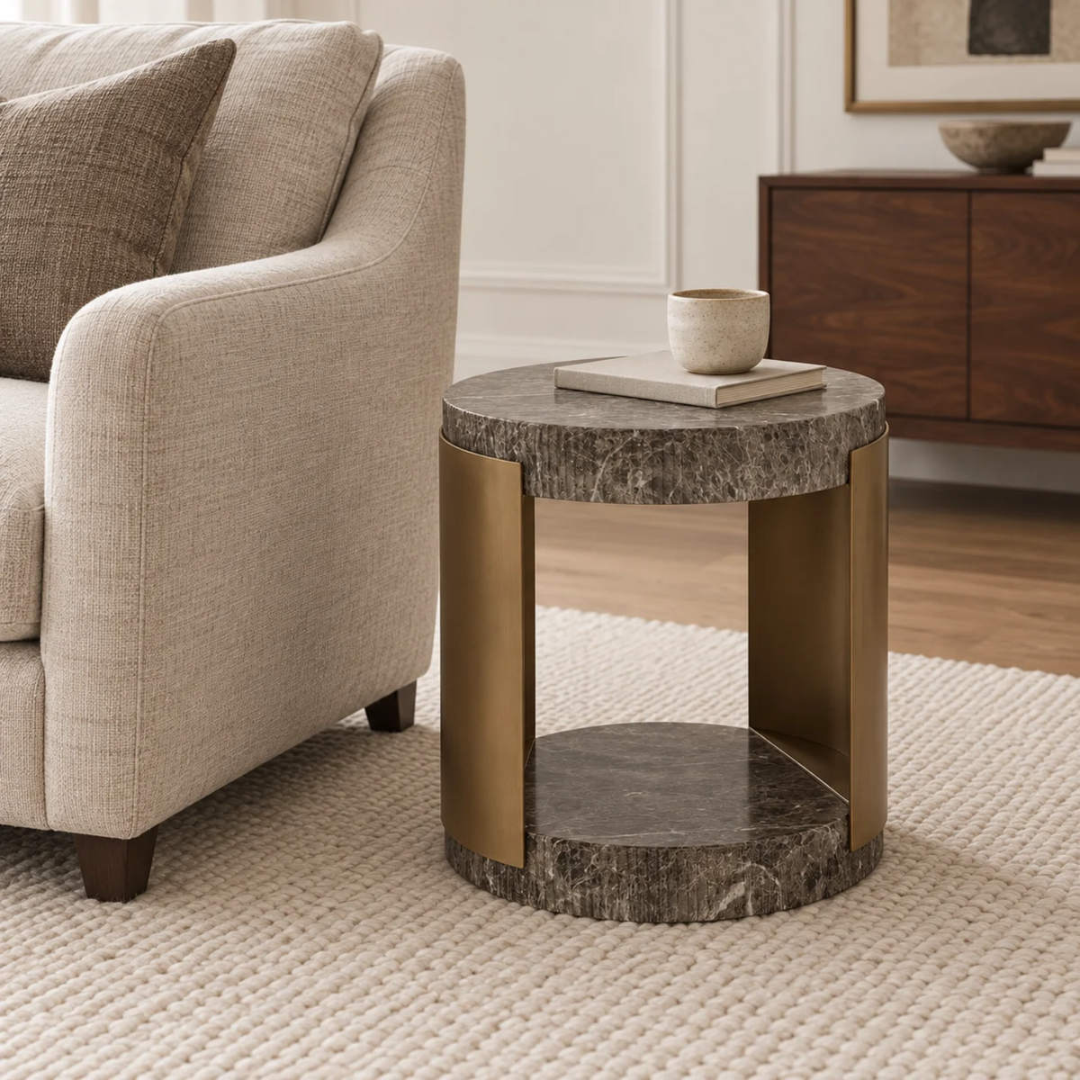 Palazzo Concrete Side Table - Dark Emperador