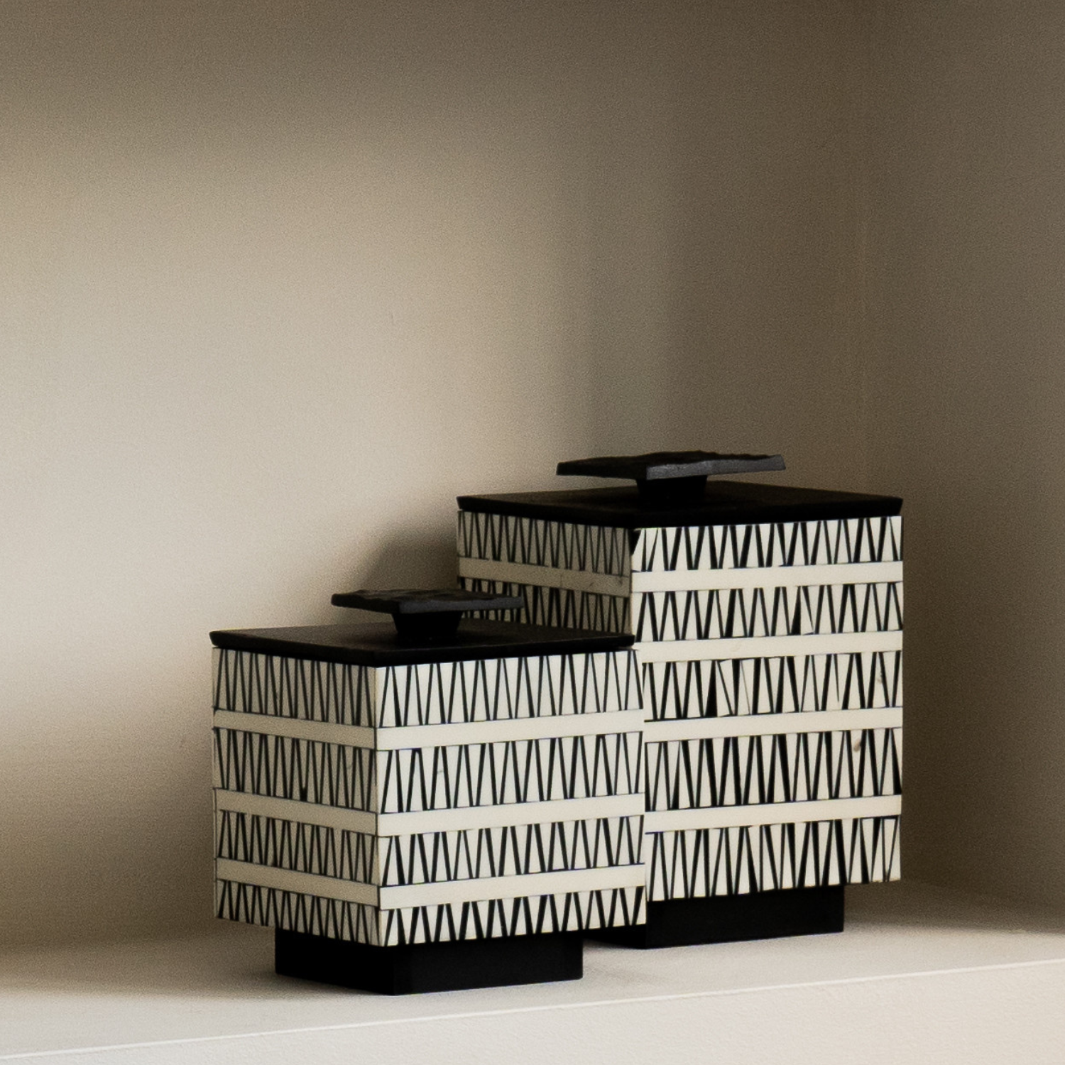 Piano Stripe Decorative Storage Box Set of 2