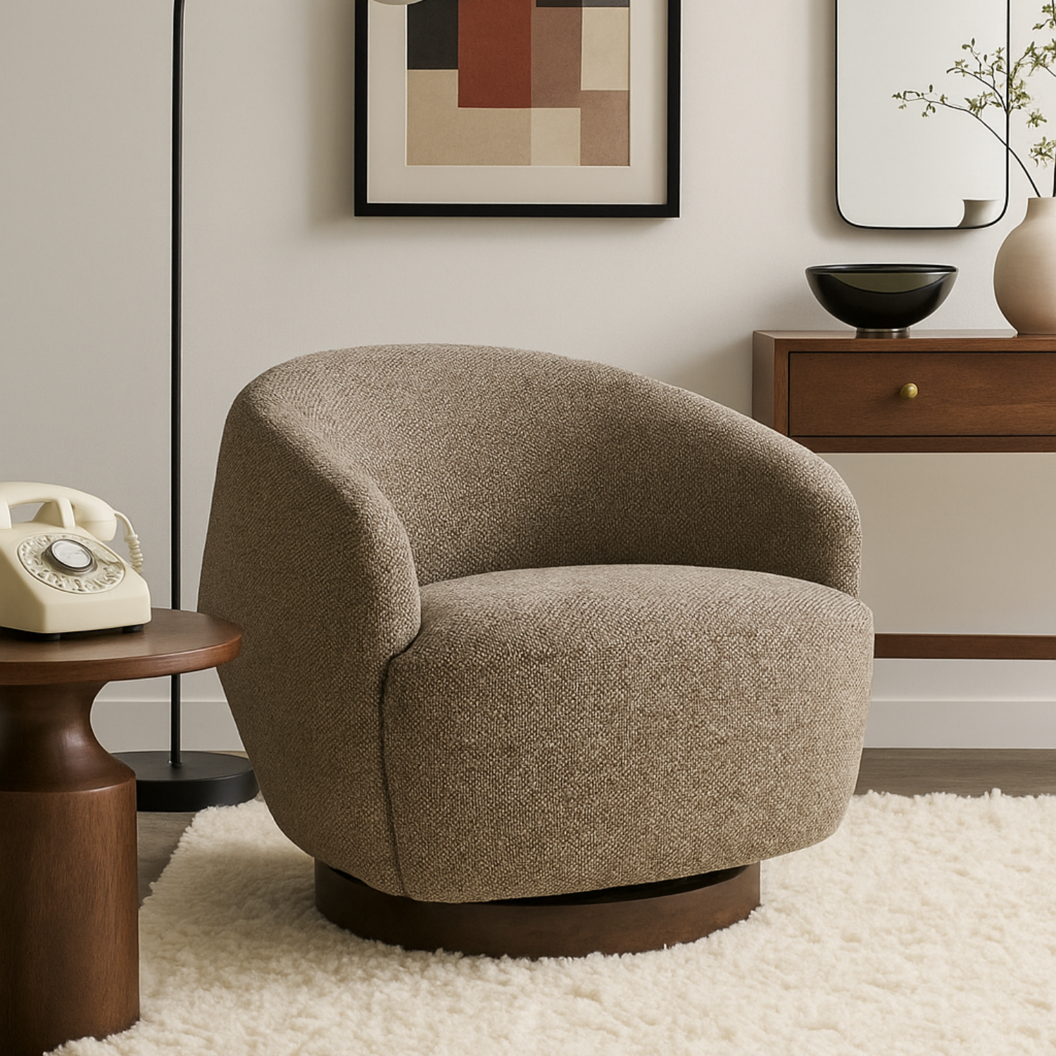 Pod Swivel Lounge Chair - Tasmin Earth