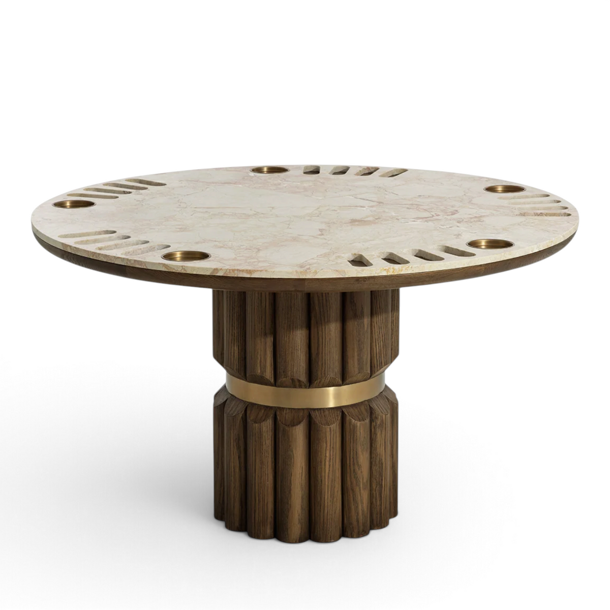 Belmont Poker Table - Crema Breccia Marble