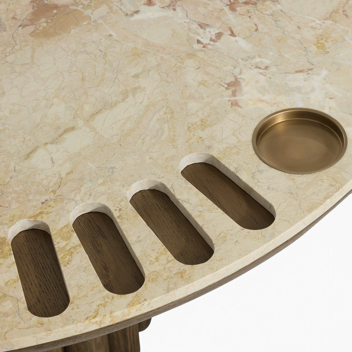 Belmont Poker Table - Crema Breccia Marble