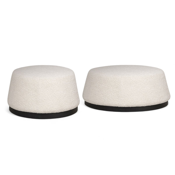 Pop Ivory Boucle Round Ottoman