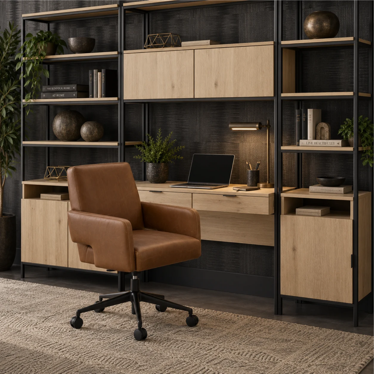 Fredericton Swivel Office Chair - Concord Mink Leather