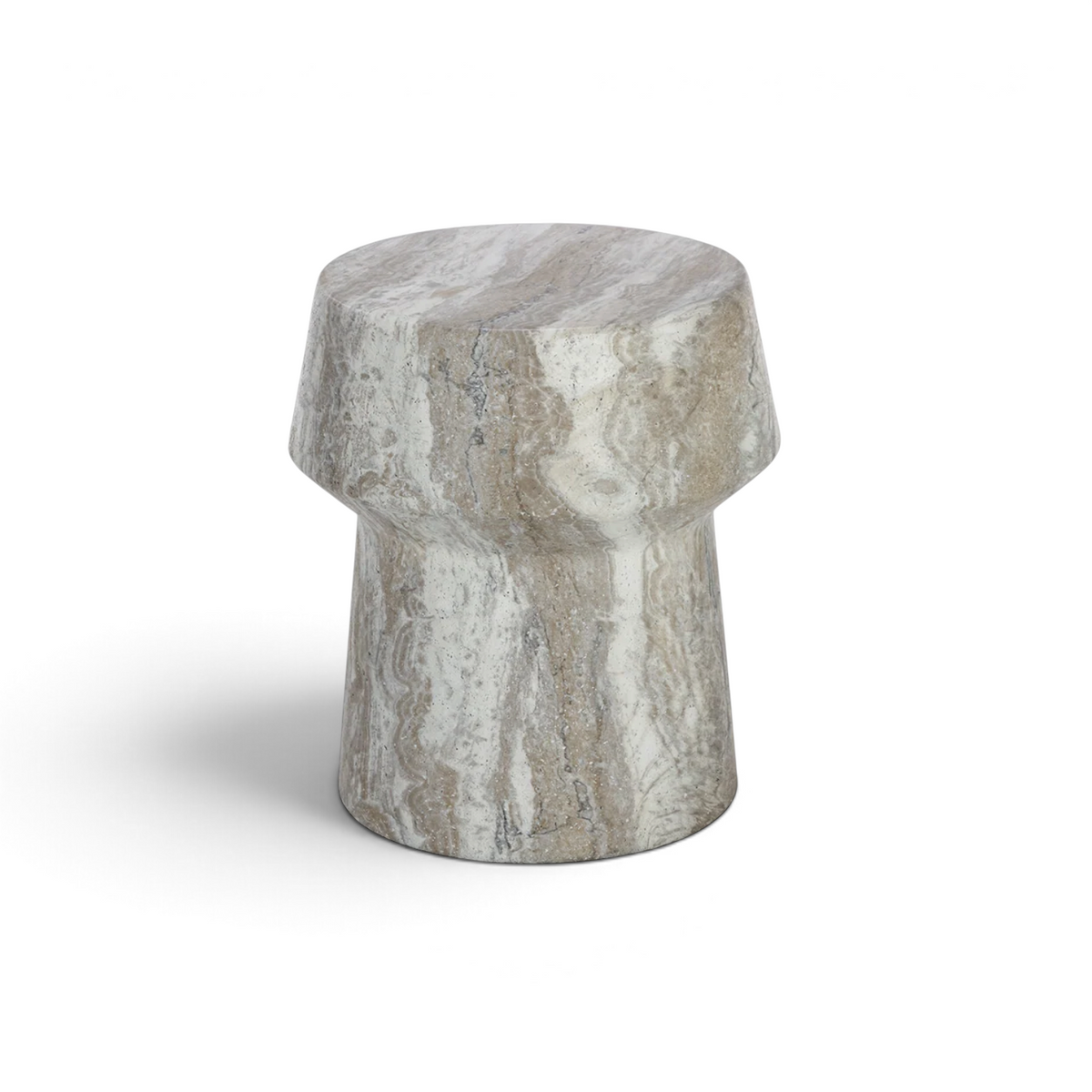 Quarry Round Concrete Side Table - Sand Marble