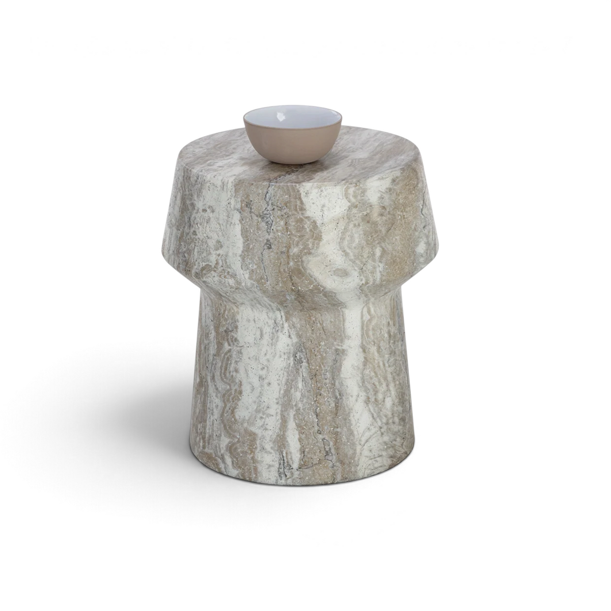 Quarry Round Concrete Side Table - Sand Marble