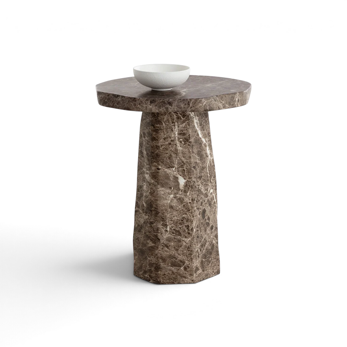 Quarry Round Concrete Side Table - Dark Emperador