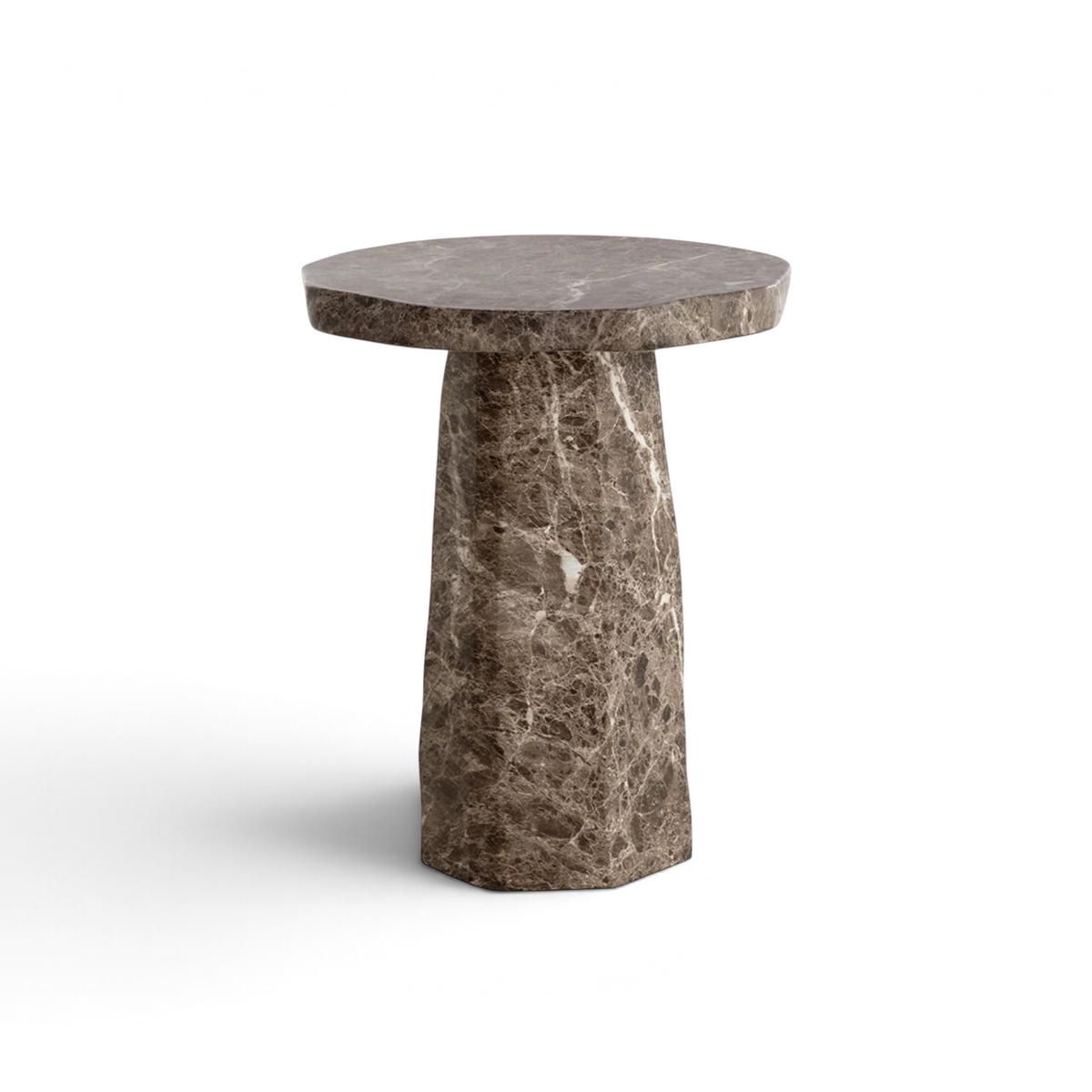 Quarry Round Concrete Side Table - Dark Emperador
