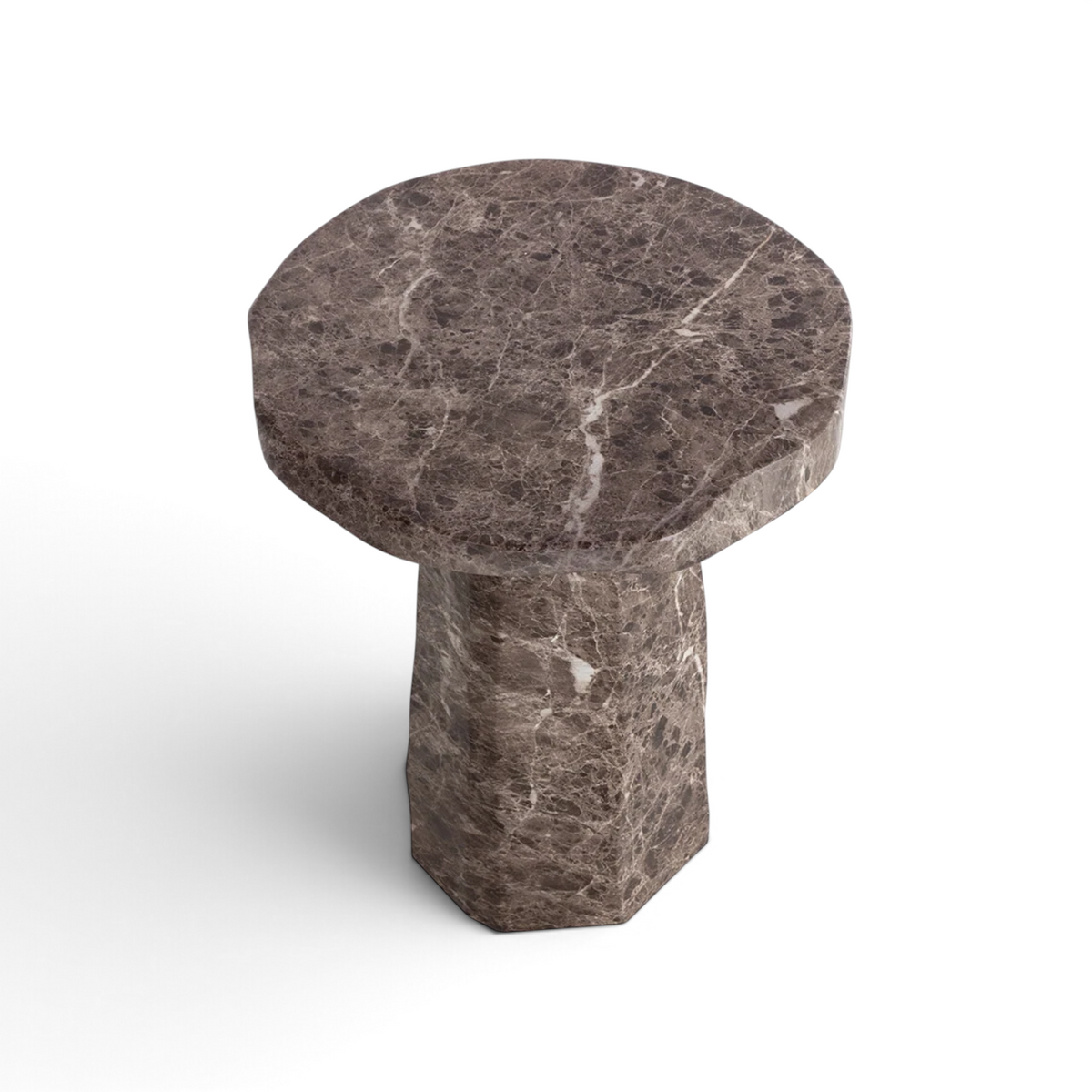 Quarry Round Concrete Side Table - Dark Emperador