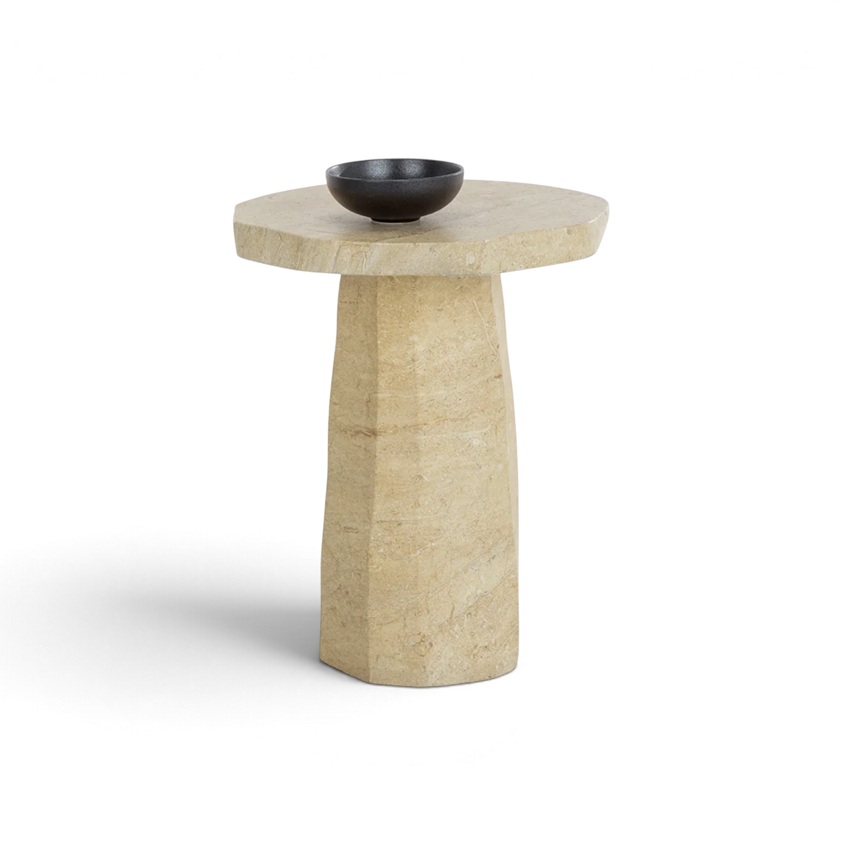 Quarry Round Concrete Side Table - Travertine