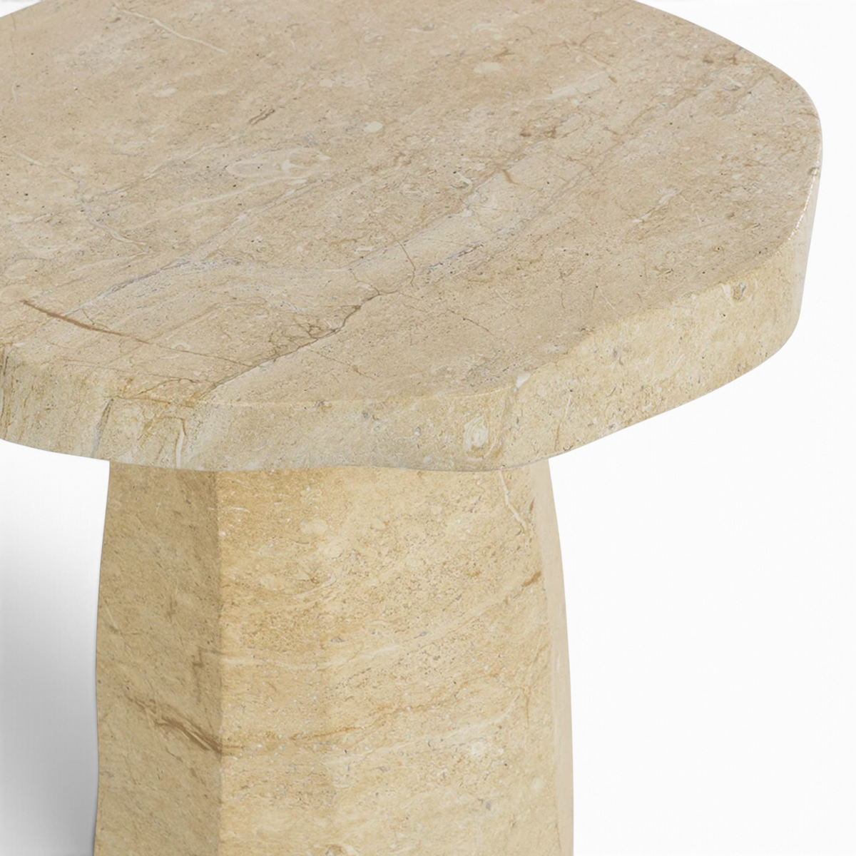 Quarry Round Concrete Side Table - Travertine