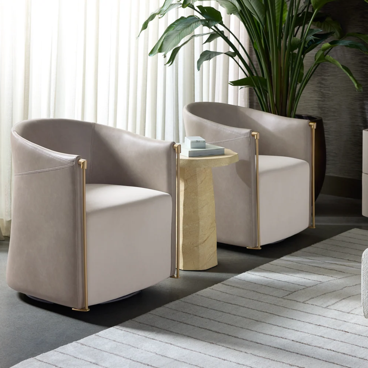 Quarry Round Concrete Side Table - Travertine