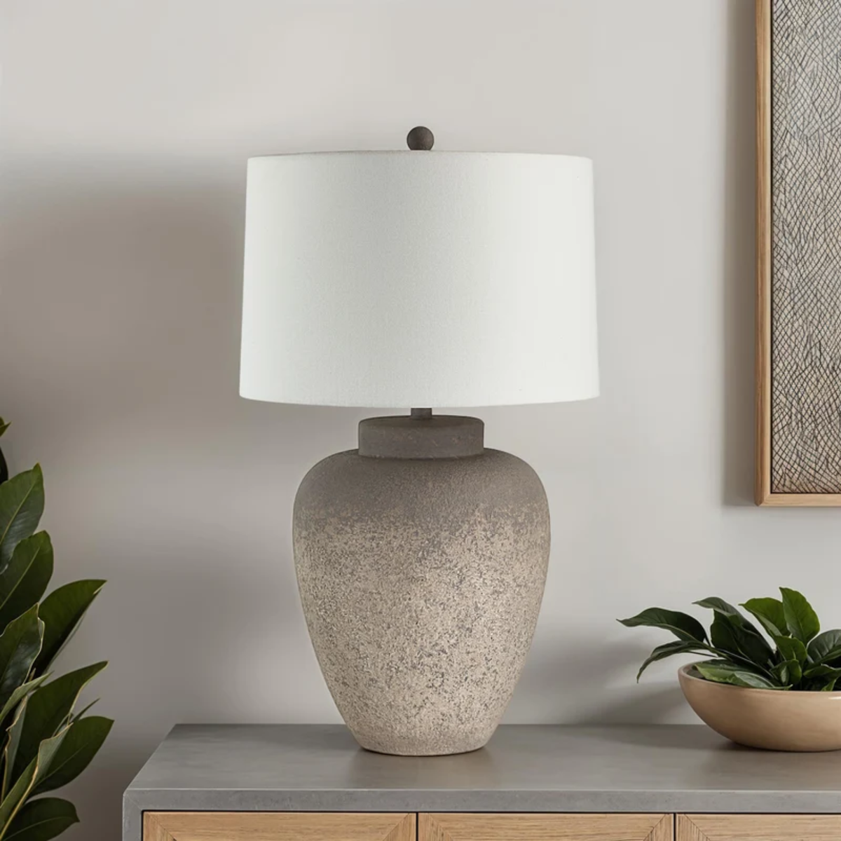 Resin Table Lamp - Textured Beige