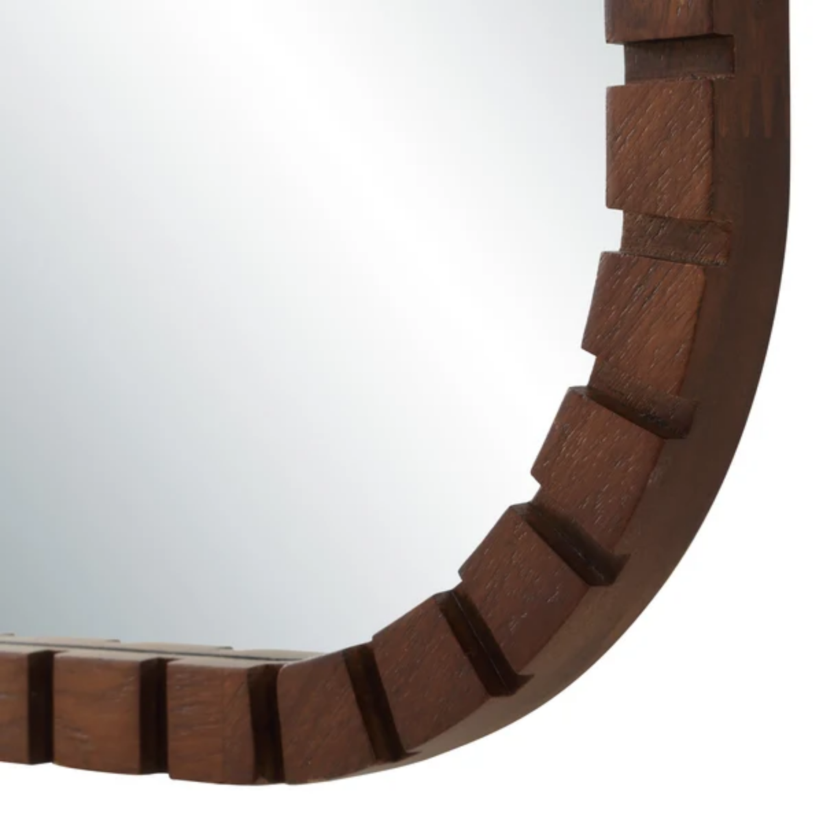 Ridge Wood Wall Mirror - Brown