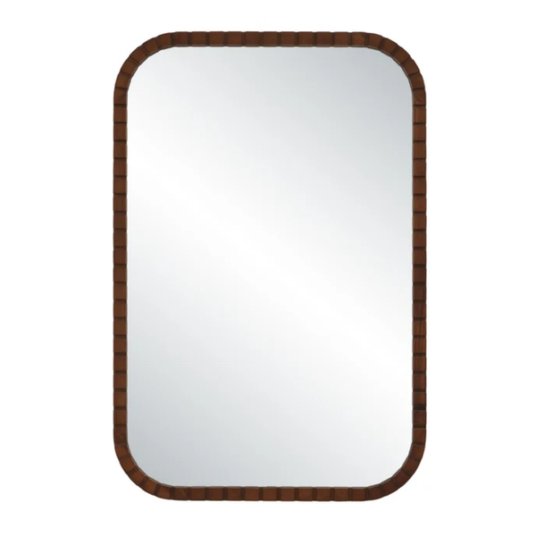 Ridge Wood Wall Mirror - Brown
