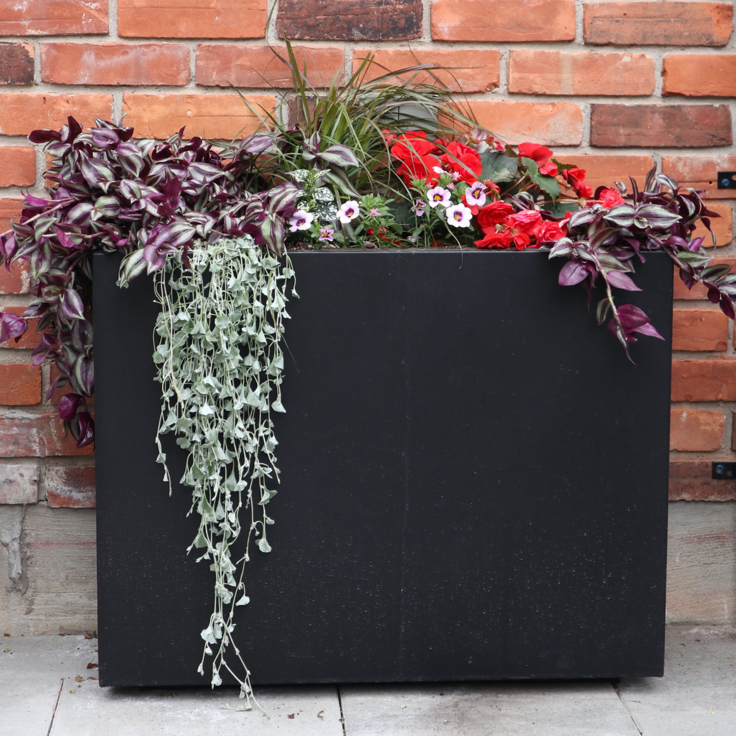 Metal Black Rectangular Planter