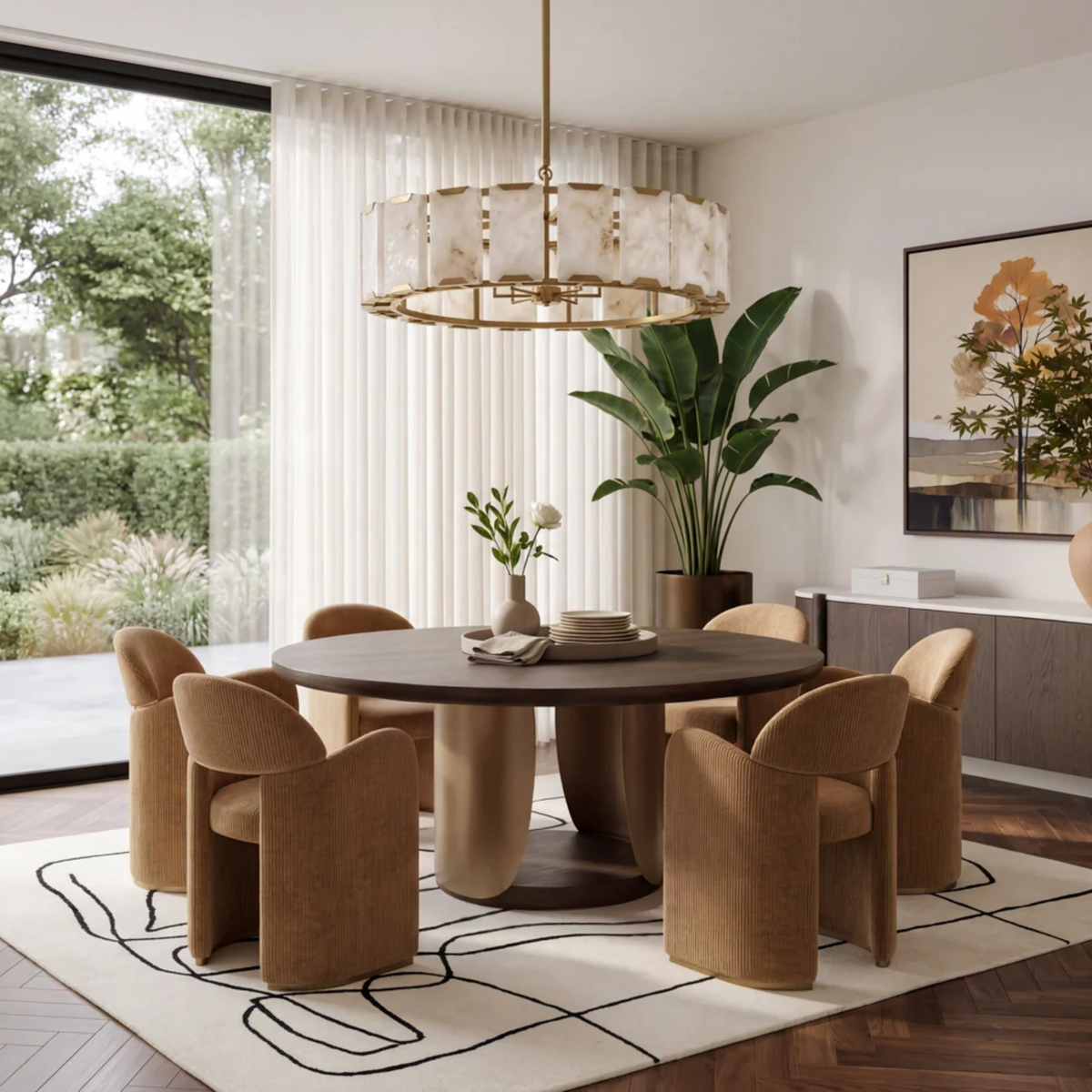 Rhythm Concrete Dining Table - Dark Brown