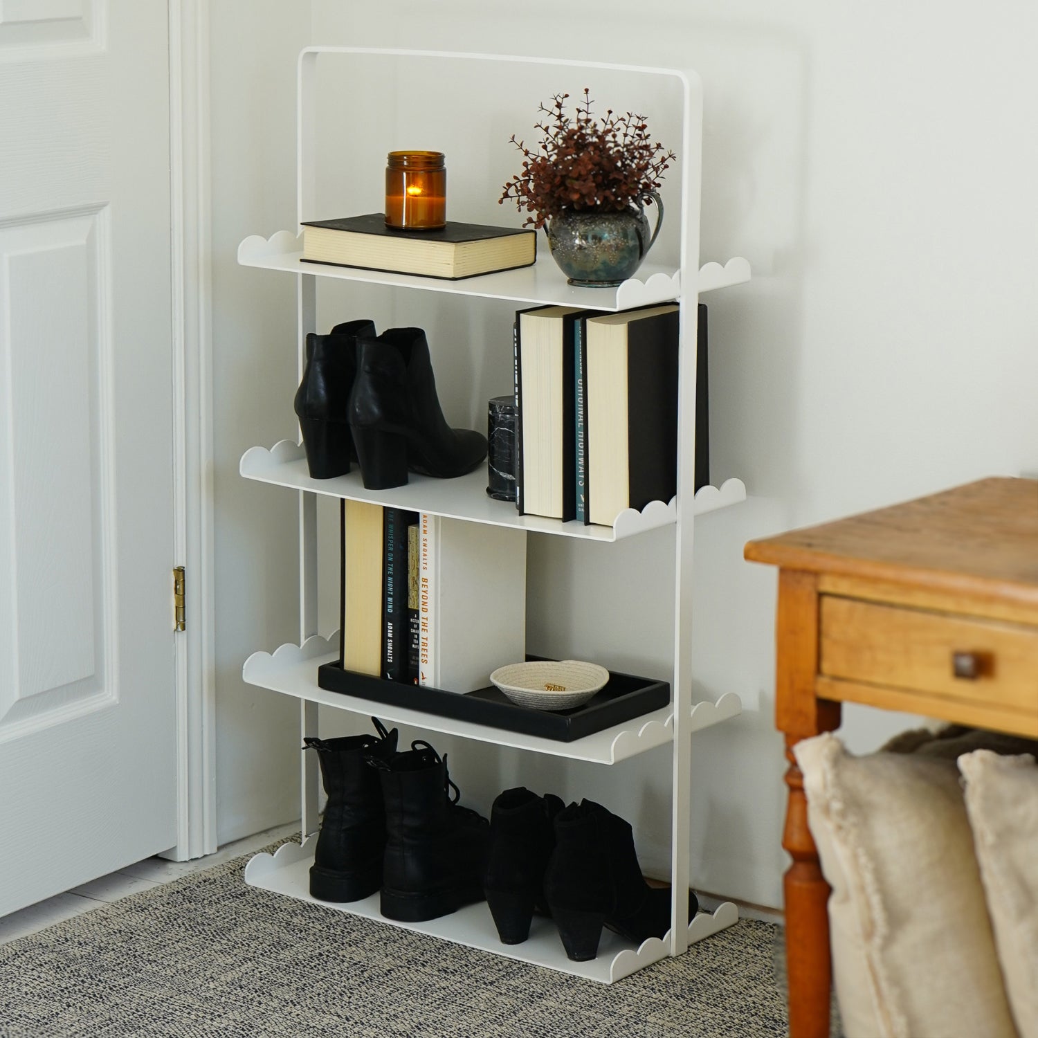 Scalloped Edge Double 4 Tier Shelf