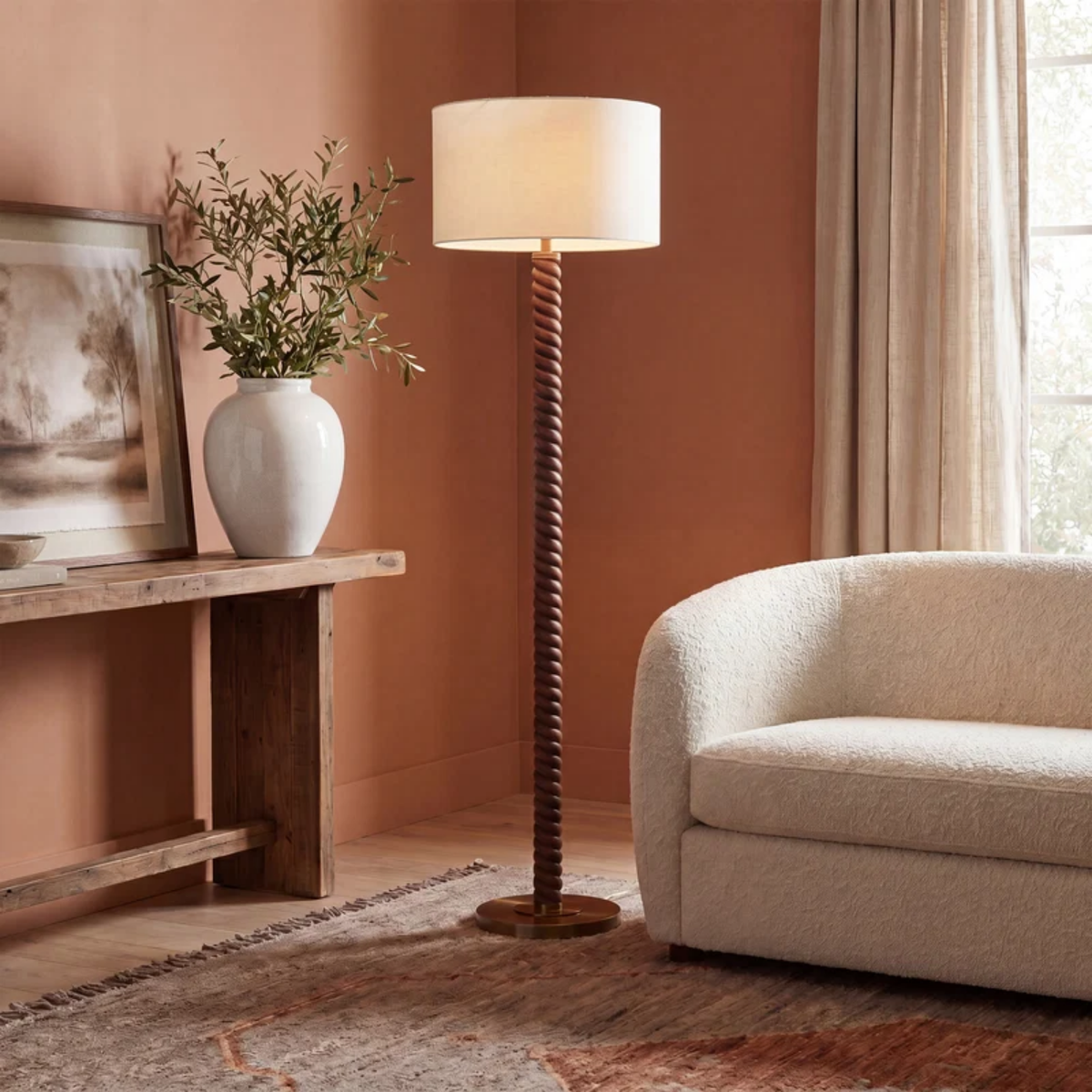 Swirl Iron Floor Lamp - Brown