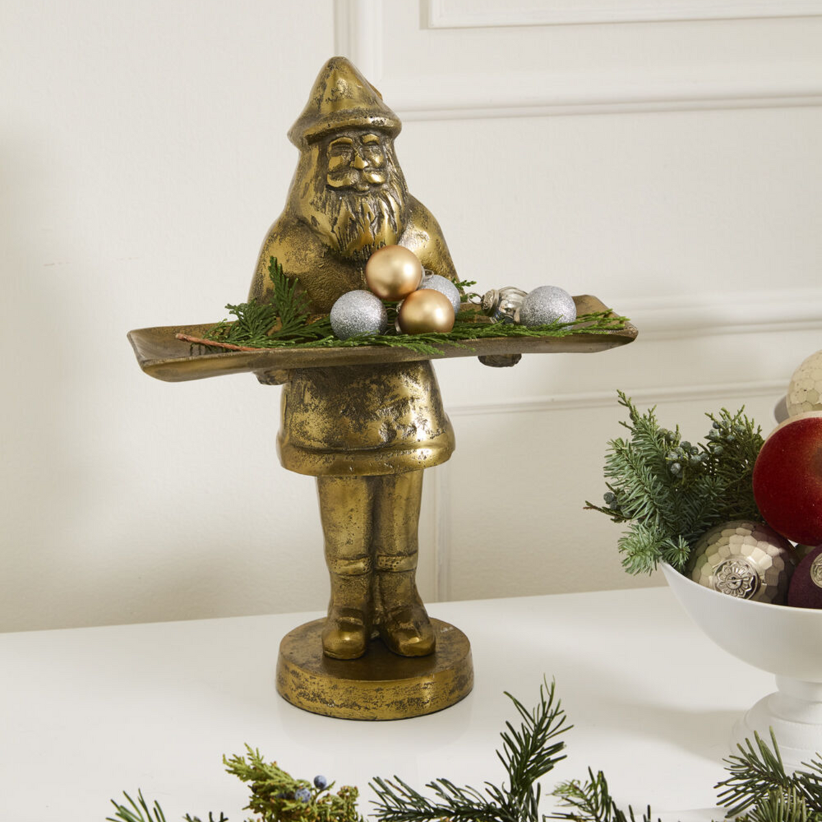 Santa Antique Gold Dish Stand
