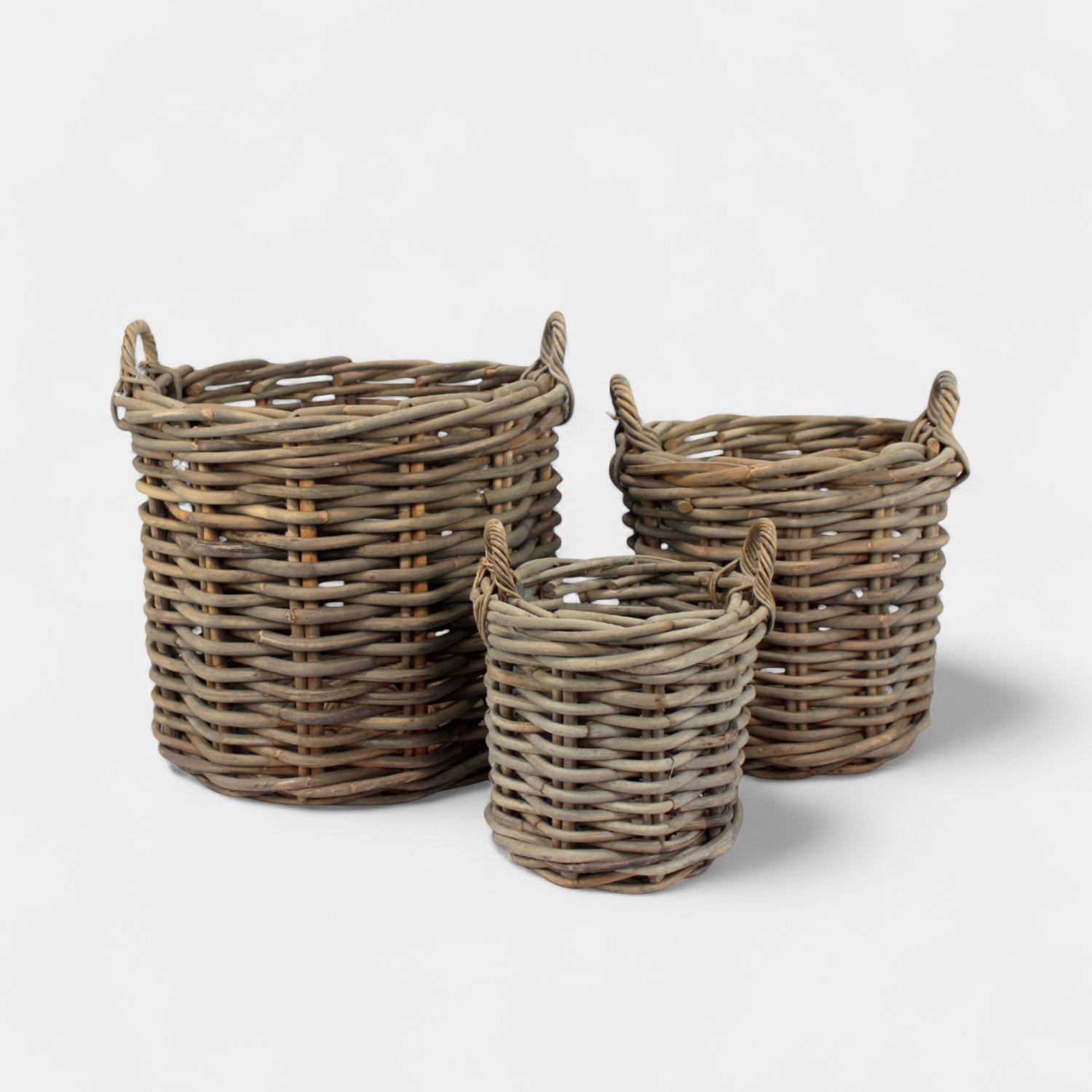 Sarnia Round Rattan Stackable Log Baskets
