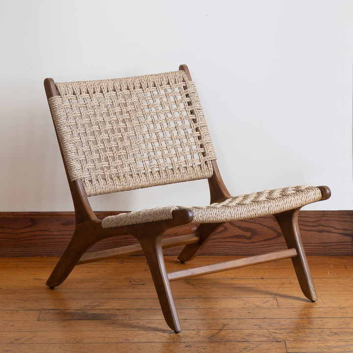 Slide Teak and Rope Lounge Chair Set of 2